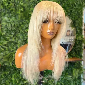 Jessie's Wig [Eira] Wolf Cut 613 Blonde Layered Straight Human Hair 13x4/4x4 Lace Wig With Bangs Glueless Wig With Fringe