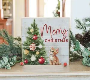 Sincere Surroundings 8" Merry Christmas Cat Pallet Petite