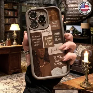 Vintage Faith Over Fear Quote Black Girl Magic Aesthetic Design Case for iPhone 17 16 15 14 Pro Max 13 12 11 XR XS Plus Air Slim Lightweight Shockproof Anti Drop Protective Durable TPU Cover