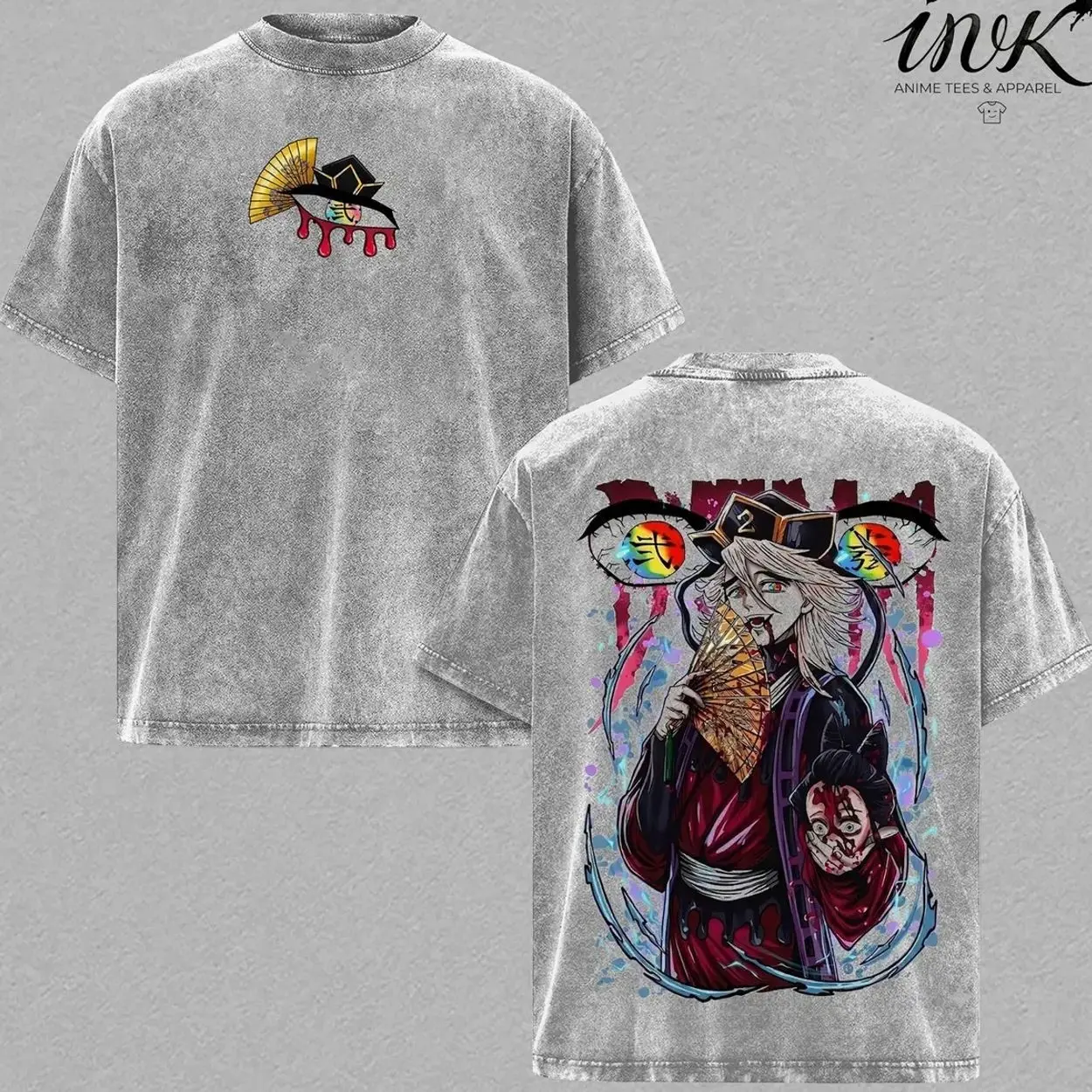 Douma Vintage Washed Oversized T-Shirt – Demon Slayer Anime Graphic Tee, Upper Moon Ice Demon Manga Art Shirt, Casual Streetwear Apparel, Unisex Top, Gift for Demon Slayer Fans HKI