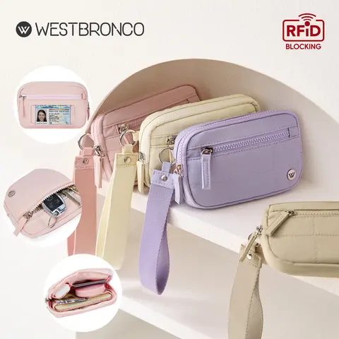 WESTBRONCO Women's RFID-Blocking Nylon Puffer Zip-Around Wristlet Bag Set - Chic Eco-Friendly Plaid/Fantasy/Geometric Wallet with ID Pocket, Compact Card Holder, Phone Pouch, Zipper Coin Purse (Outdoor Use, Holiday Gift, Do Not Wash)