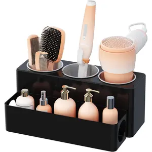 Hair tool organizer hair blow dryer holder countertop removable acrylic hair brush storage stand for curling ironhair styling toolsmakeup accessories in bathroom vanity kitchen