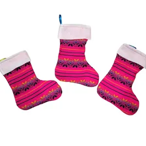 Set of 2 Mexican Serape Stockings for Christmas Tree Decoration - Cambaya Fabric Triangle Shape