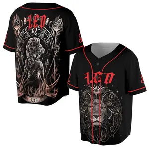 Zodiac Constellation Leo On Flame Hard Fire Baseball Jersey S-5XL