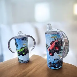 12oz Transitional Sippy Cup with Monster Truck Design for Kids