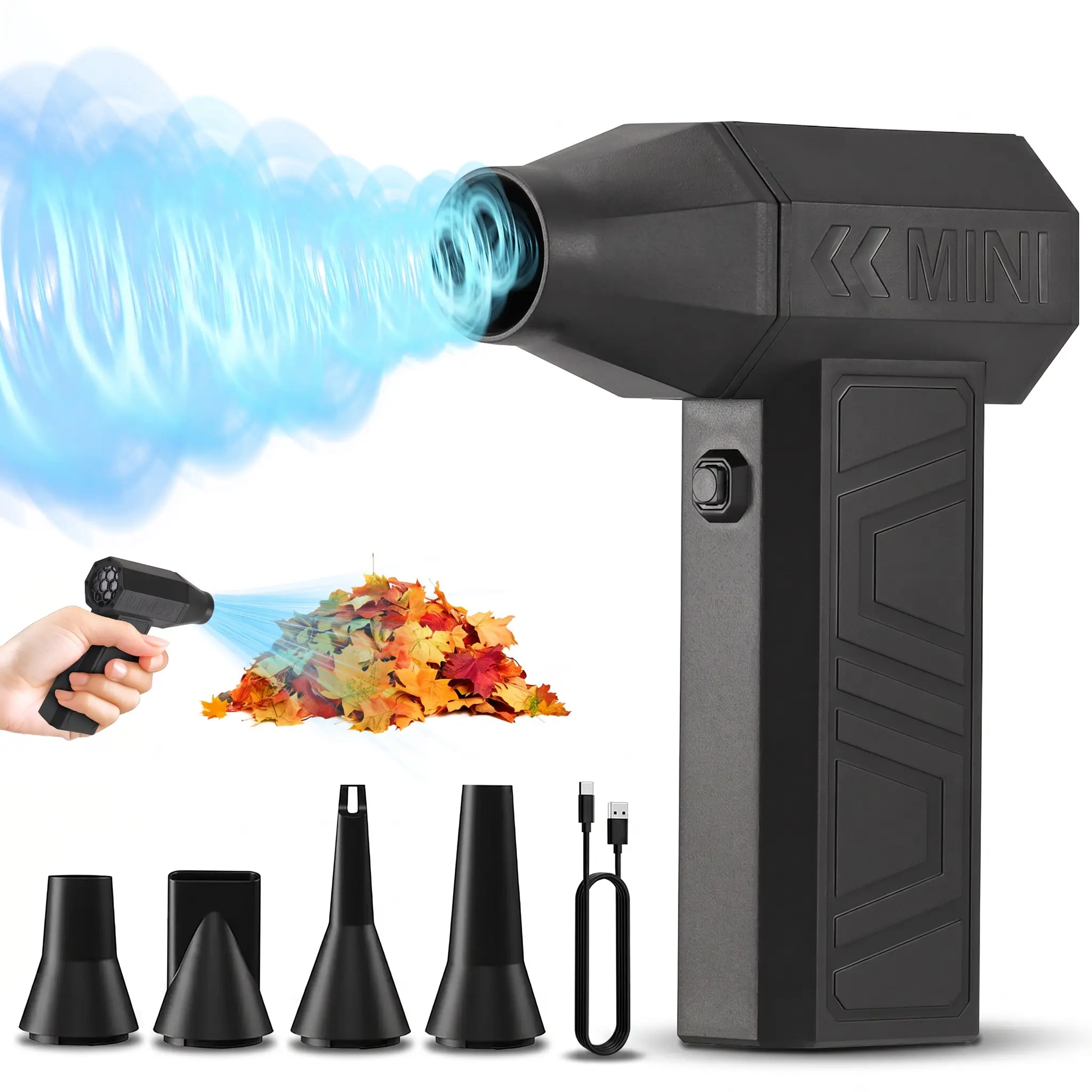 Portable Compressed Air Duster Mini, 13000rpm Electric Air Duster,  4000mah Rechargeable Cordless Air Blower, Electronic Cleaning Tools Household