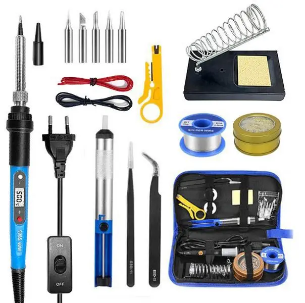 80W Electric Soldering Iron Kit, Welding Gun with Solder Wire and Desoldering Pump, Complete Tool Set for DIY, Electronics Repair, and Hobby Projects Heavy Duty