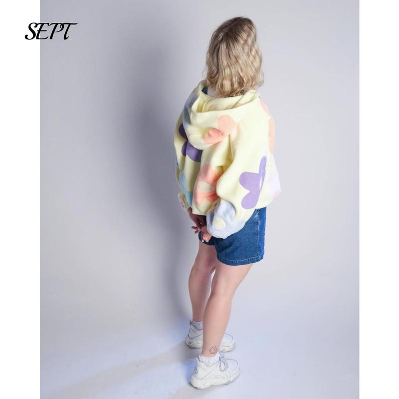 Women Fall winter Zipper Graphic Patchwork Hoodies Y2k Oversized  Sweatshirts Jacket
