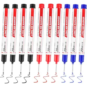10 count 20mm Long  Deep Hole Marker Pens Permanent  Markers for Metal Quick-dry  Long Nib Marker Multi-purpose Metal Marking Pen Construction Markers for Welding Woodworking (Mixed)