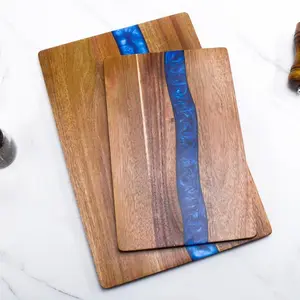 Resin Cutting Board Set, Steak Cutting Board Cheese Bread Slicer, Durable Resin Teak Wood Chopping Block for Kitchen Preparing and Serving, Meat Cutting Board, Wooden Cutting Boards
