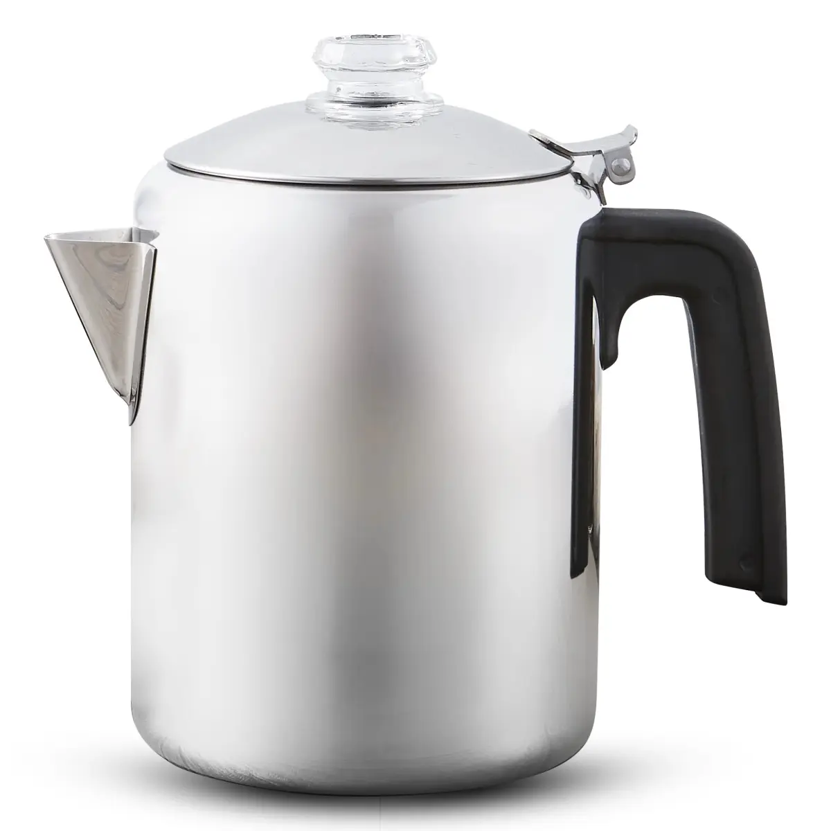 Elite EC508 8-Cup Stainless Steel Classic Stovetop Coffee Percolator - Silver, Spout, Transparent, Portable, Lightweight, Filter-Included, for Indoor Coffee & Tea Use