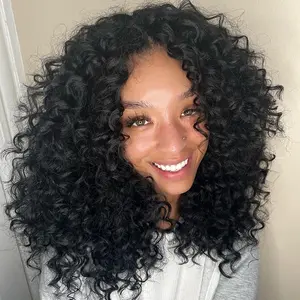 Wave Crochet Hair 12 Inch, 8 Packs Deep Wave Crochet Hair for Women, Short Curly Crochet Braids Pre Looped Beach Curl Hair Extensions(1B#)