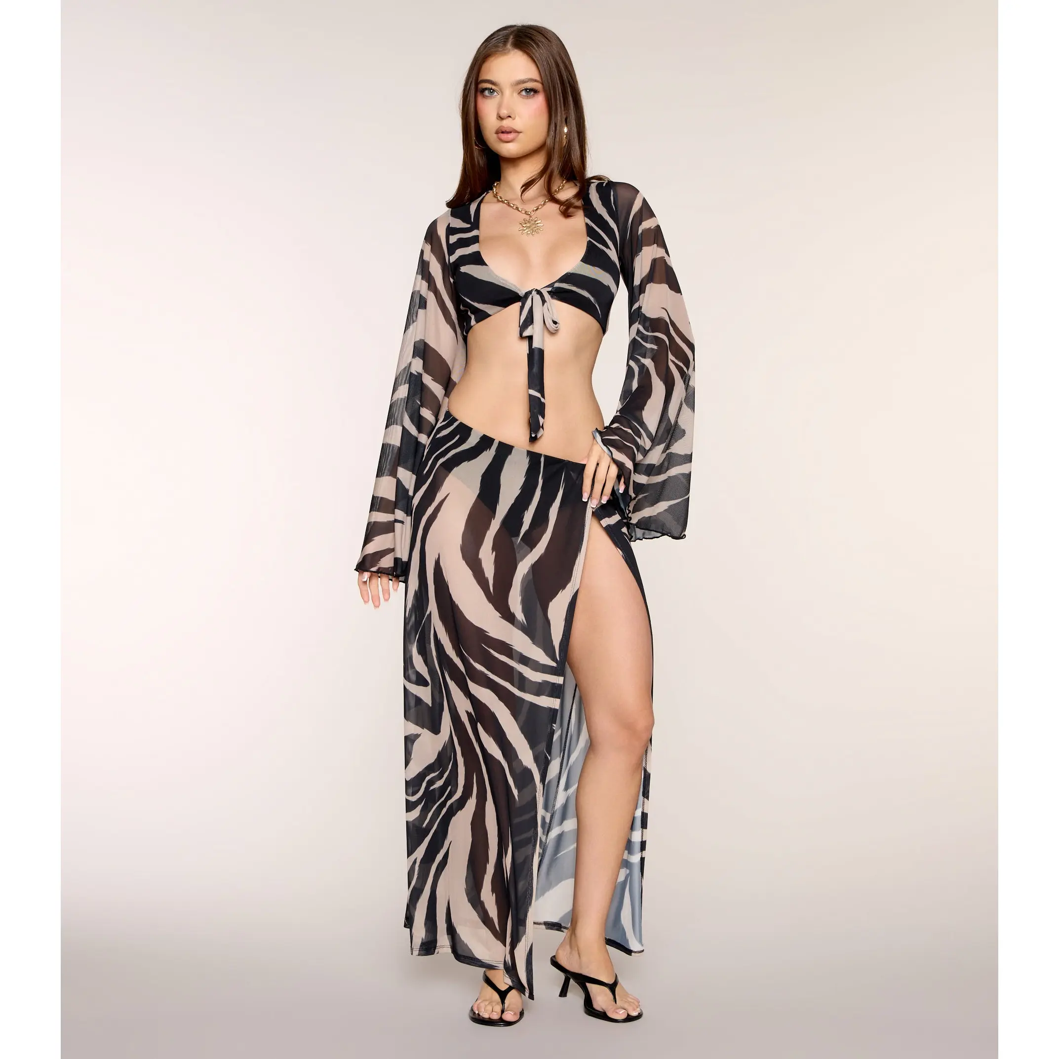 Wild Side Zebra Print High-Slit Maxi Skirt