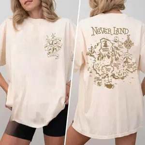 Peter Pan Map, I Won't Grow Up Youth Shirt - Vintage Graphic For Mens and Womens - Unisex Casual Fashion Soft Cotton Graphic Top with Trendy Streetwear Style and Vintage Look