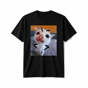 Funny for cat Meme Graphic T-Shirt for Cat Lovers - Cute Angry Kitten Print with Expressive Eyes, Breathable Preshrunk Jersey