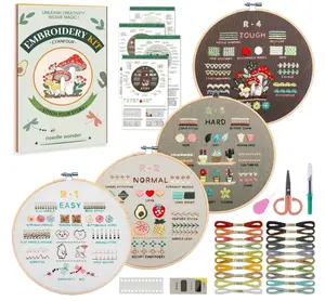 Embroidery Kit for Beginners, 4 Stages to Learn 38 Stitches, with Step-By-Step Instructions and Clear Videos, Includes Multiple Accessories, Gift for Craft Lovers