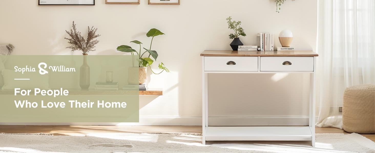 Phivilla Home White Entryway Table/End Table/Coffee Table, Farmhouse Console Table Narrow Sofa Table Hallway, Ivory Skinny Entry Table,Spring Glow Up