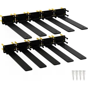 12 Inch Shelf Brackets, 10 Pack Floating Shelf Bracket, 1/5" Thick Carbon Steel Hidden Shelf Brackets, Rustic Industrial Brackets for Wall Decor