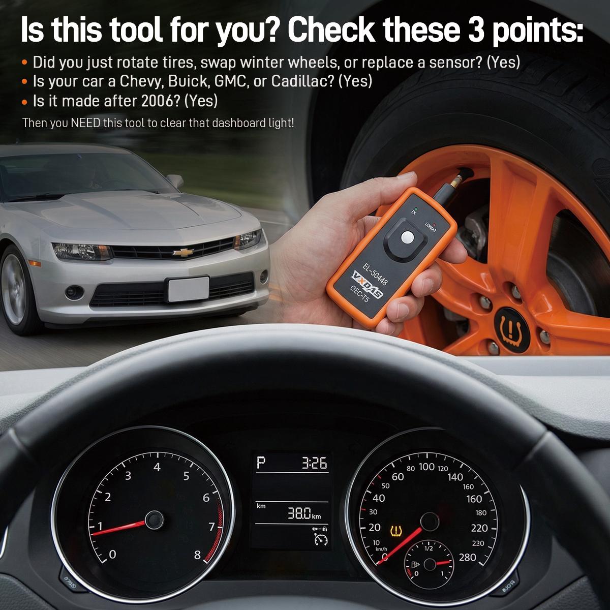 [For  GM]VXDAS EL-50448 TPMS Reset Tool for GM Trucks & Cars | Professional Tire Sensor Relearn for Chevy, GMC, Buick, Cadillac 2006-2026 | Quick Activation for 315/433 MHz OEM Sensors