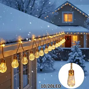 Solar-Powered Hemp Rope Papaya String Lights - IP44 Outdoor Garden Warm White String Lights, 8 Lighting Modes for Courtyards, Camping, Fences, Tents, Parties, Weddings, Holiday Decorations 20/10 LED Bulbs
