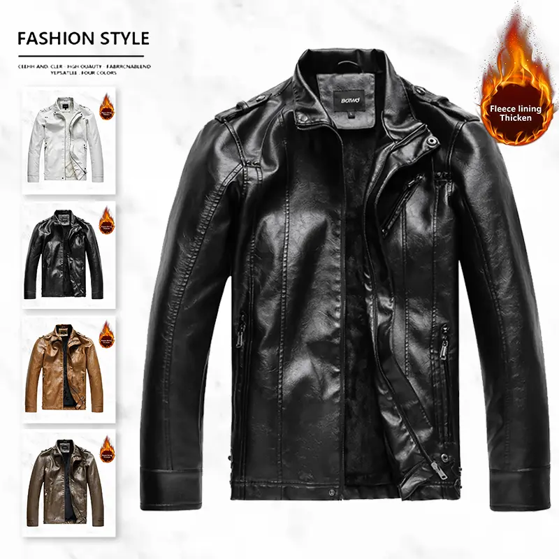Men's Motorcycle Style Leather Jacket Trendy & Stylish Fleece Lined for Extra Warmth Perfect for Men on the Go Available in Multiple Colors Versatile Outerwear genuine leather barn  jacket  outfit men jacket short winter autumn  and  coat