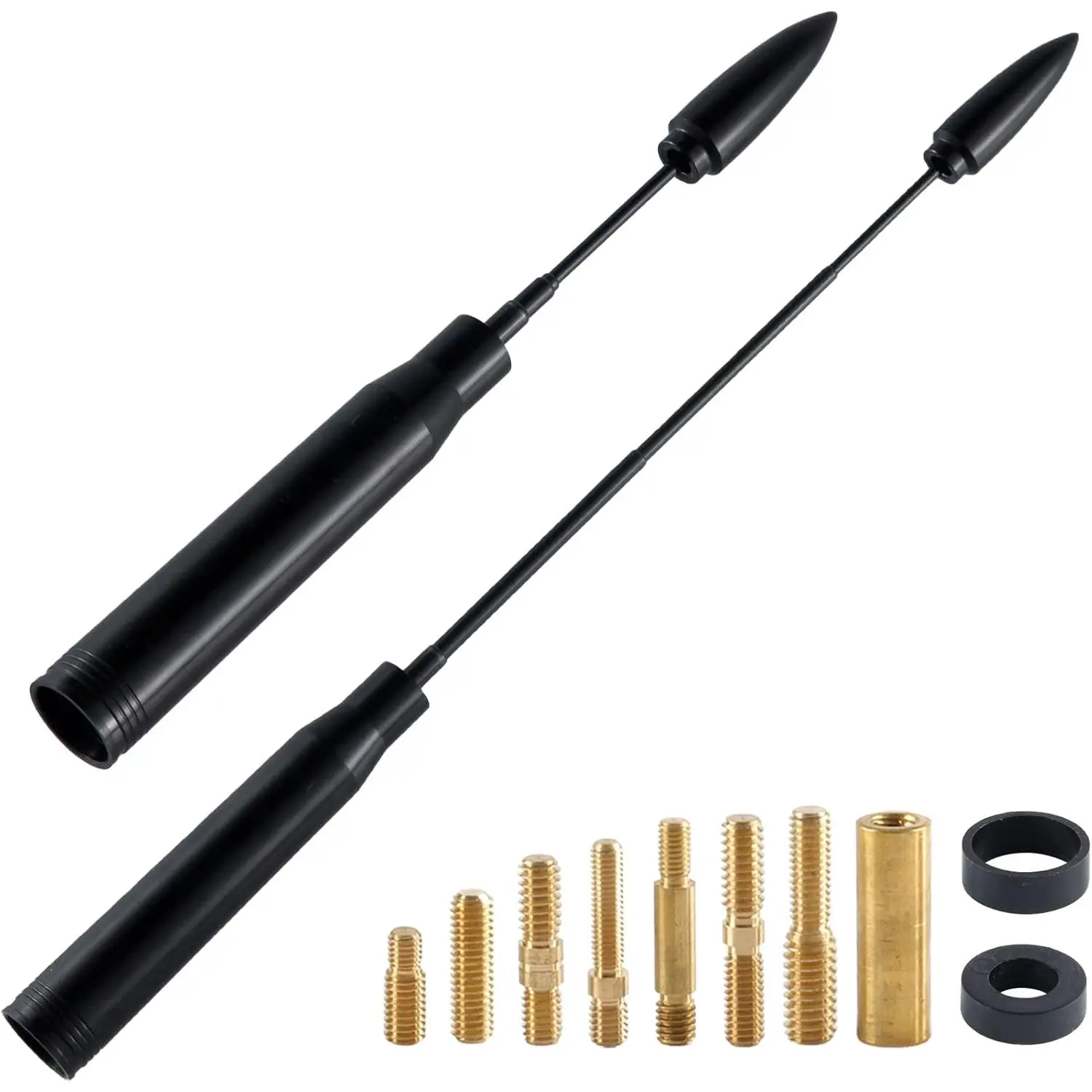 Stretchable Universal Car Antenna Compatible with Ford, Dodge, Chevrolet, GMC, Jeep, Toyota Truck Antenna - Made of Rugged Billet and Aluminum, Black, Car Accessories