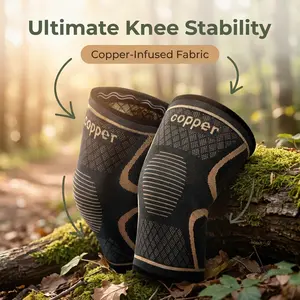 Copper Compression Knee Sleeves Set, Copper Fiber Snug Compression with Anti-Slip Grip, X-Shape Brace & High-Elasticity Breathable Knit, Durable Side Stabilizer for Sports Injury Prevention & Recovery, Knee Supporter, Patellar Knee Brace,summervib