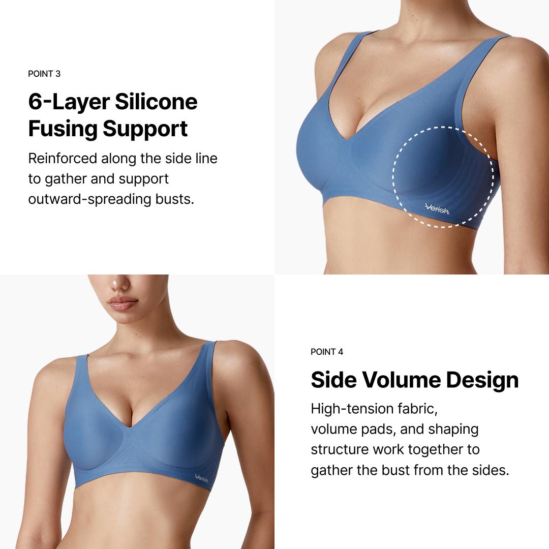 [VERISH] Cool Fit Bra Signature PLUS - 6-Layer Silicone Support Seamless Lift Bra - No Underwire Korean Wireless Bra for Women
