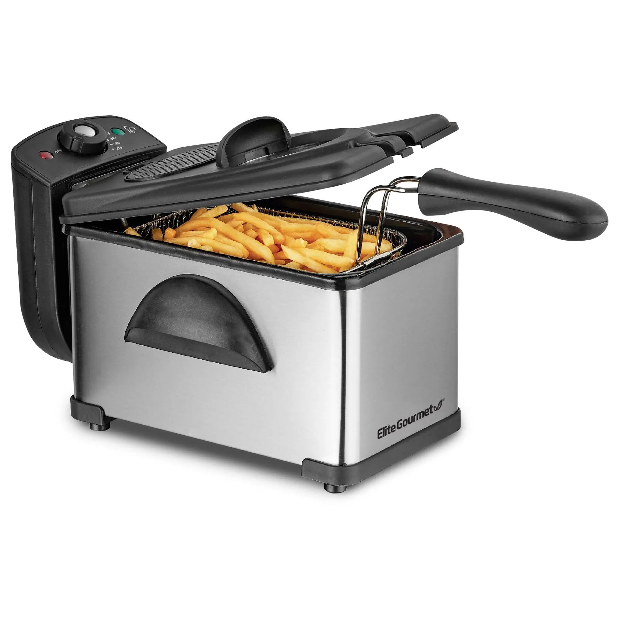 Elite Gourmet Stainless Steel 2-quart ImmersionDeep Fryer Elite Gourmet Stainless Steel 2-quart ImmersionDeep Fryer