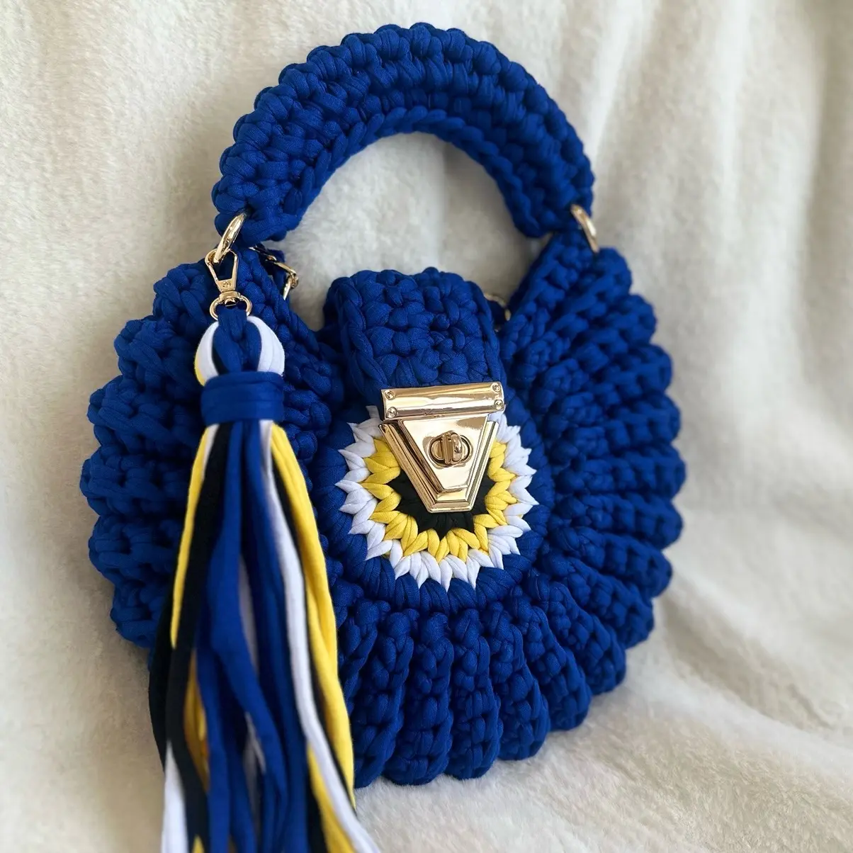 Round Royal Blue Evil Eye Purse