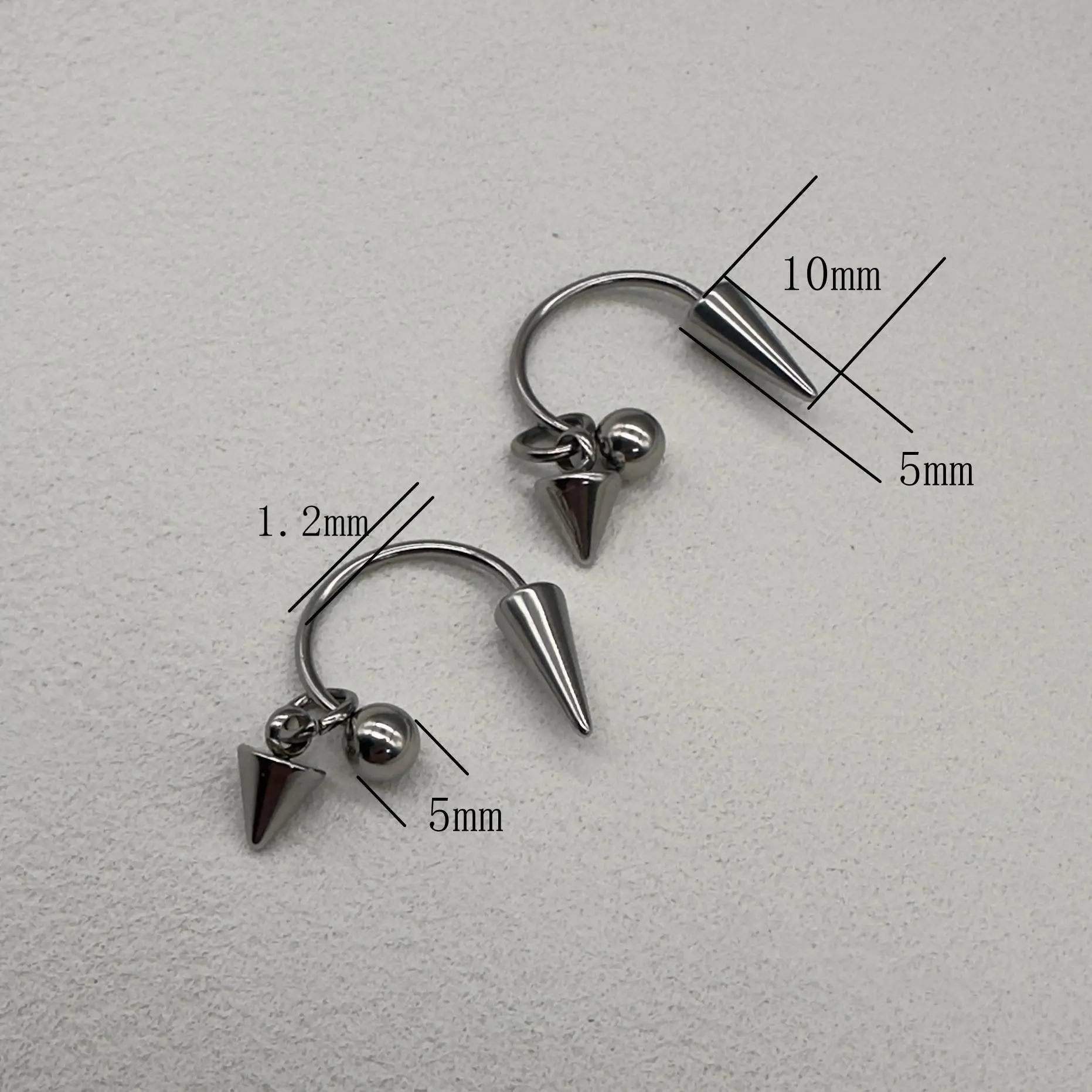 Detachable Stainless Steel Curved Barbell Threaded Spike Eyebrow Cartilage Piercing Earrings for Women Y2K Emo Party Jewelry