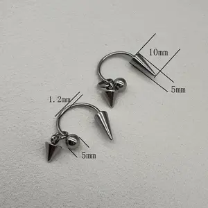 Detachable Stainless Steel Curved Barbell Threaded Spike Eyebrow Cartilage Piercing Earrings for Women Y2K Emo Party Jewelry