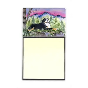 212 MAIN Bernese Mountain Dog Refillable Sticky Note Holder - Cute Office Supplies for Work, Aesthetic Office Stationery, Multifunctional Desk Accessory, Rigid Base, Card Desk Organizer
