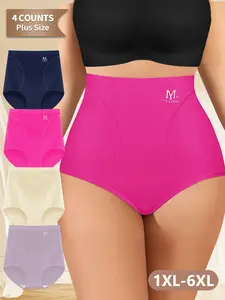 Morelect High-Waist Women's Underwear Set, Panties, 4-Pack, Sizes 1xl-6xl, Comfortable Loose Fit, Waist Cinching, Butt Lifting, Multiple Colors
