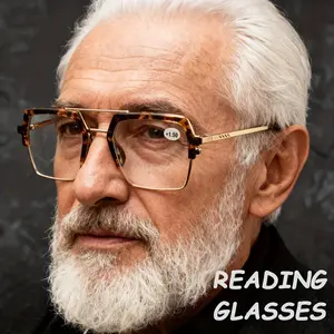 Fashionable Square Retro Tortoiseshell / Double Bridge Reading Glasses / Color Block Design for Men and Women / Premium Metal Frame / Spring Hinges for Comfortable Wear / Clear for Reading, Newspapers, TV, and Computers, Business