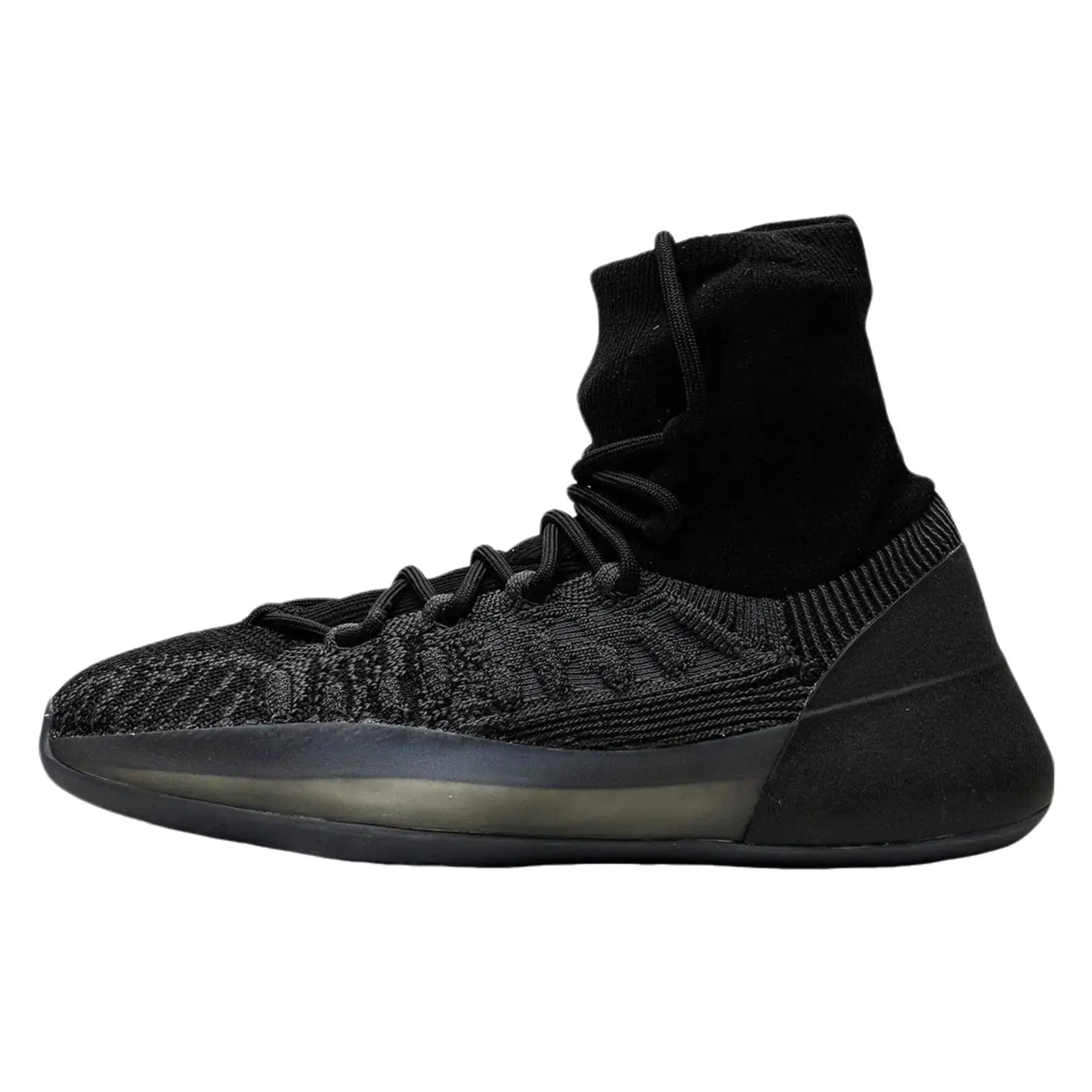 Men's Adidas Yeezy Basketball Knit 'Onyx' High Top Lace-Up Sneakers - All Seasons Flexible Knit Upper, Responsive Cushioning, Supportive Structure, Modern Silhouette, Ideal for Court & Casual Wear, Cushioned Sole, Multi-Size