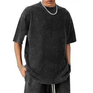 Unisex Acid Washed Cotton Oversized T-Shirt, Loose Fit Solid Short Sleeve Tee, Casual Streetwear Tops for Men & Women Everyday Wear