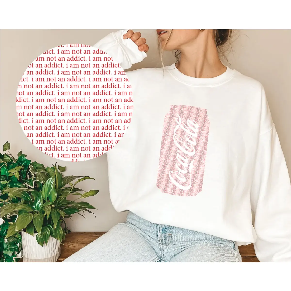 Coke "I Am Not an Addict" Crewneck | Coke Sweatshirt | Coca-cola Crewneck | Coke Gift | Coke Addict | Gildan 18000 Sweatshirt Comfort Womenswear