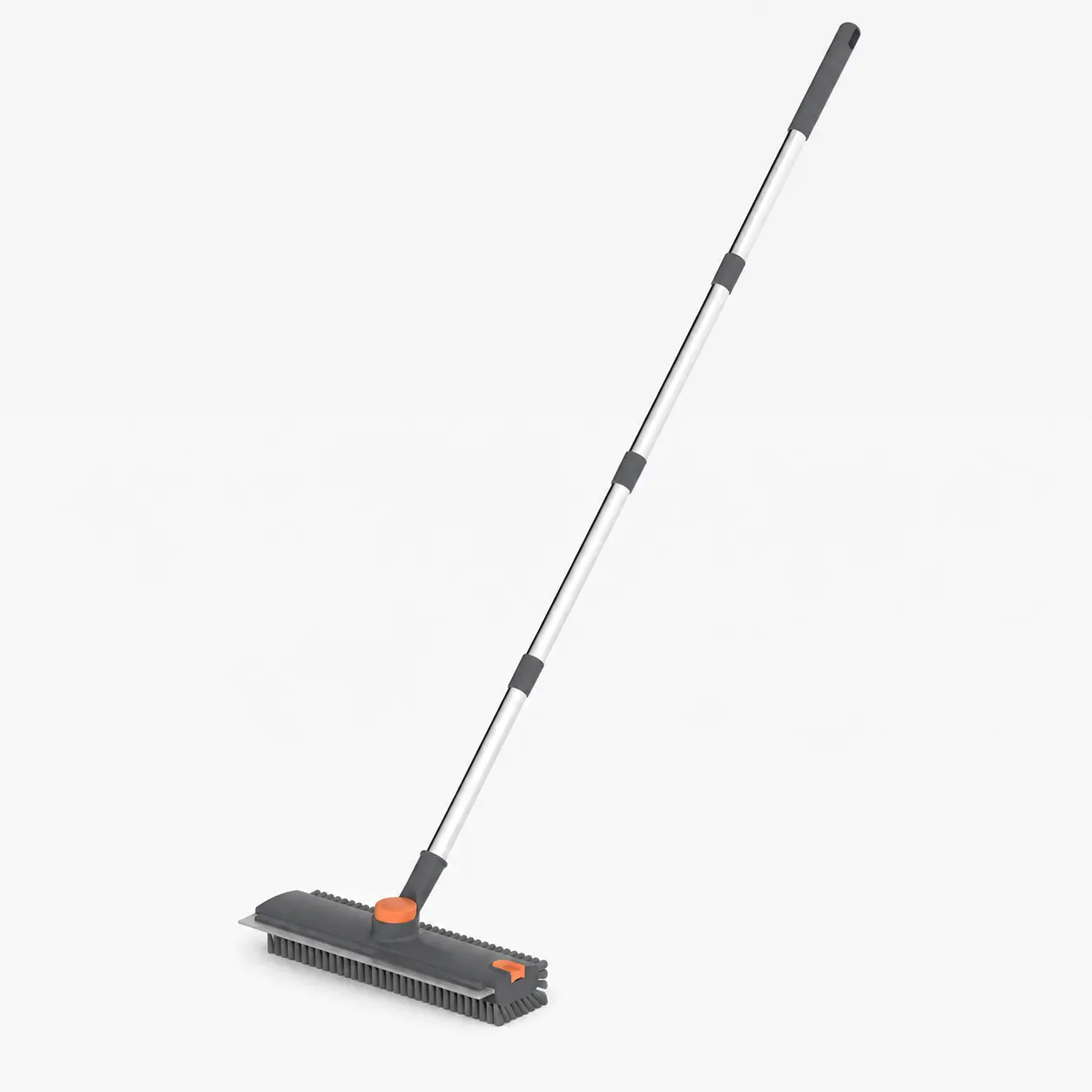 3 In 1 Floor Scrub Brush with Squeegee, Adjustable Long Handle Stiff Bristle Grout Scrubber, Multi Surface Cleaning Tool for Bathroom Tile Garage Deck Pool Patio, Heavy Duty Stain & Pet Hair Remover Household Floor Cleaner