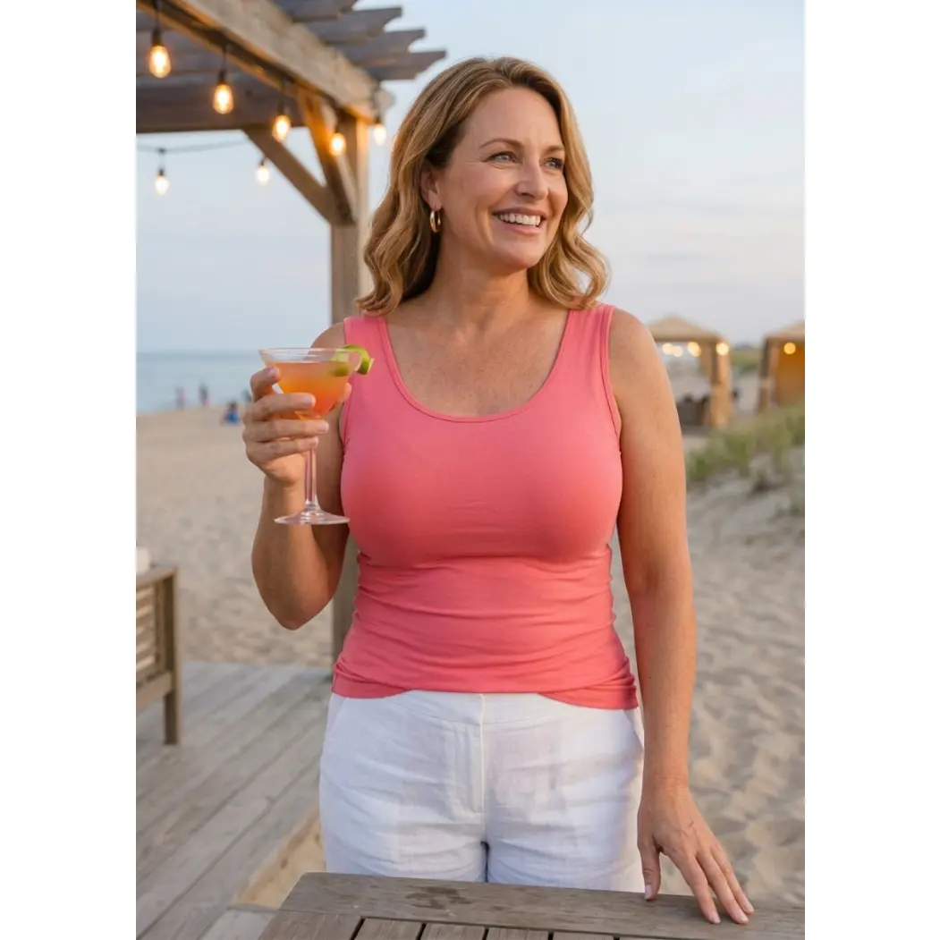 Curvy Reversible Tank – Seamless V Neck / Scoop Neck Everyday Layering Top