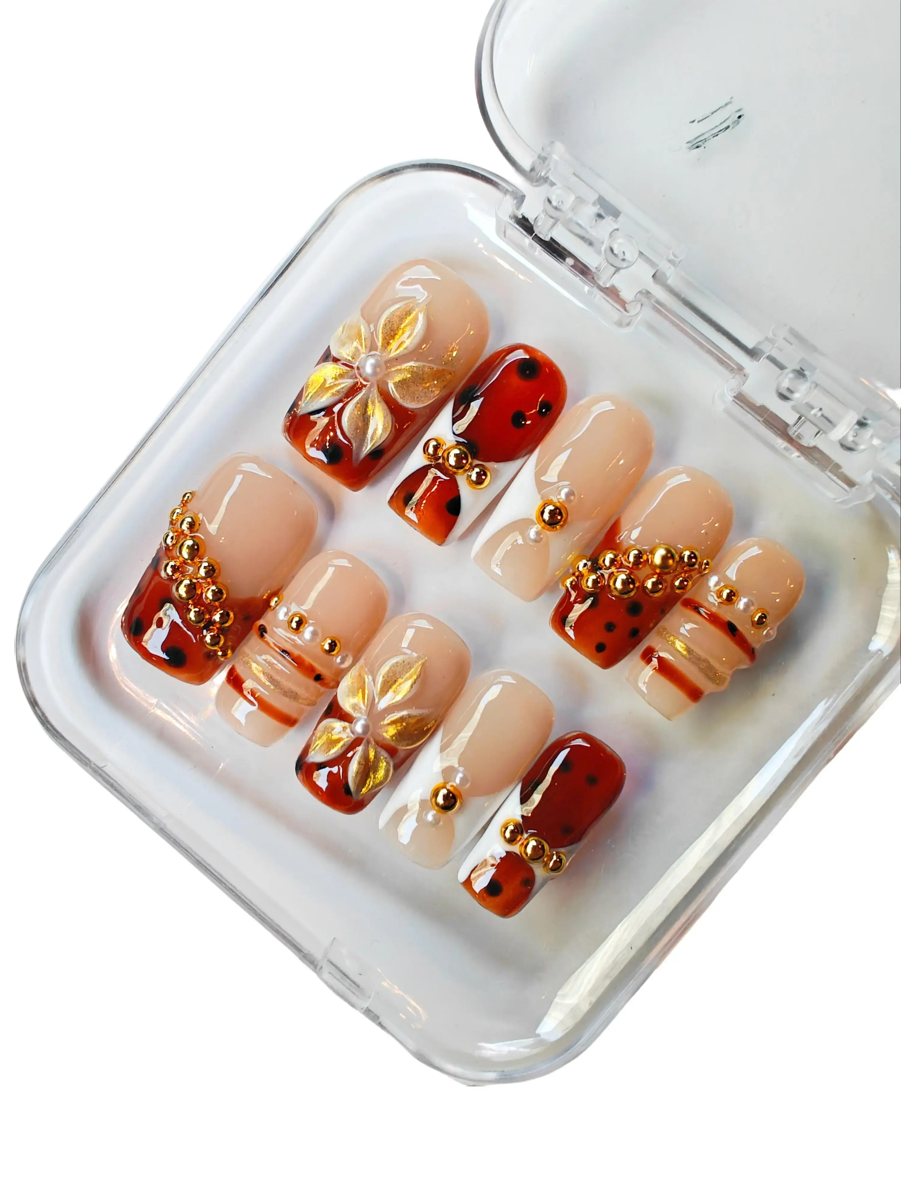 NailPosh\2.5cm square Press on nails 10 pcs\holiday nails collection\cute nails\handmade\high quality \reusable acrylic nails