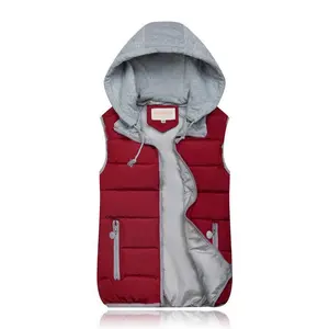 Women’s padded down vest with hood; women’s winter padded down jacket; women’s outerwear vest with hat; women’s padded down jacket; women’s winter jacket