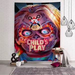 60in x 40in  home decor banner Classic Chucky Horror Movie DIY Wall Tapestry Art Science Fiction Room Home Decor Wall Art Decor funny hanging poster fan bedroom living room gift