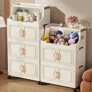 Thickened Storage Cabinet Folding Storage Cabinet Bathroom Multi-Layer Floor Storage Cabinet Home Living Room Toy and Snack Cabinet