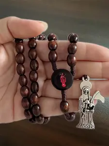 NEW Santa Muerte Necklace Rosaries Beads, Halloween Theme, Holy Death's Necklace Blessing, Crafted Rosario De La Santa Muerte, Prayer Gift for Men and Women, Unisex Design, Meaningful Gift, Holy Symbolism