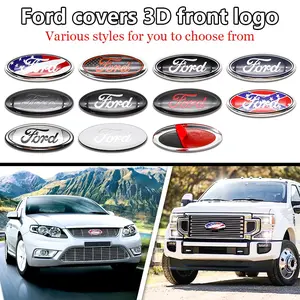Car 3D Stereo Logo Decal Sticker, Front Rear Decoration Emblem, Engine Hood Trunk Badge, Metal Texture, Upgrade Accessories, Fitment for Ford Transit Ecosport ESCORT Fiesta Focus Ranger Mondeo Mustang
