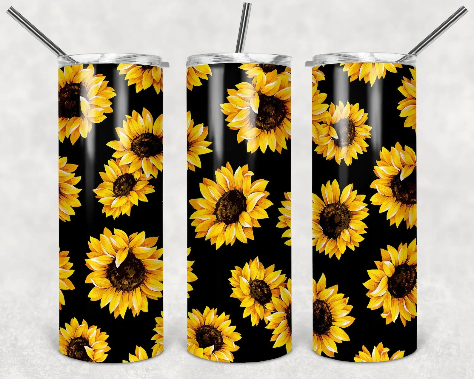 Sunflowers 20 oz Tumbler - Insulated Flask with Lid, Floral Design, Portable Coffee Drinkware