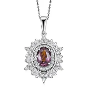 Royal Lavender Spinel and Moissanite 1.50 ctw Regal Spark Pendant Necklace in Rhodium Over Sterling Silver 20 Inches Christmas Gifts