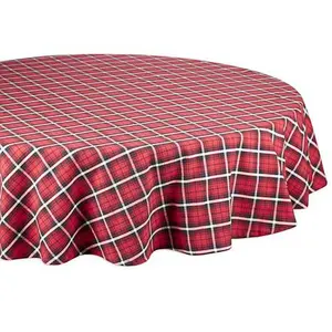 Design Imports Glad Tidings Plaid Tablecloth 70" Round