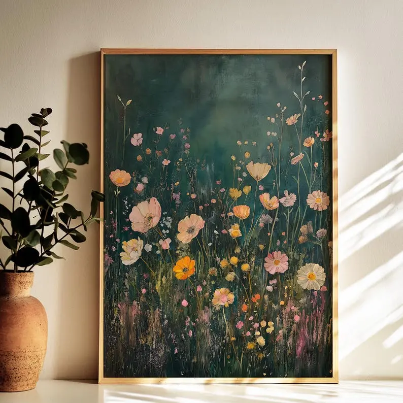 Wildflower Field No Frame Wall Art, Aesthetic Wall Decor, Wildflower Wall Decor, Floral Decor